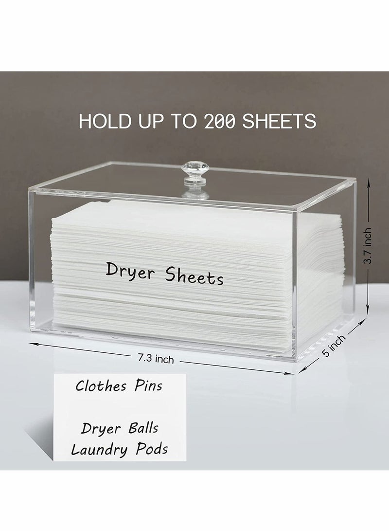 Y&D Dryer Sheet Holder, Dispenser, Acrylic Container Storage Box for Laundry Room Organization, Holds Sheets, Balls, Clothes Pins, Pods - Image 2