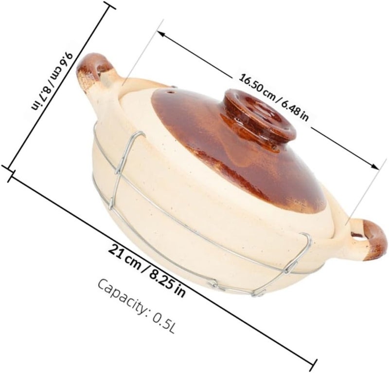 Uonlytech 2pcs 0.5l Single-handle White Clay Cooking Pots with Lid, Small round Casserole Cookware for Rice and Stew, Traditional Earthenware Suitable for Home Kitchen - Image 2