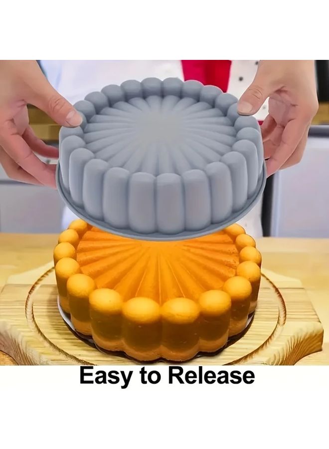 Sunflower Silicone Cake Mold Non Stick Easy Release Reusable DIY Baking Pan For Cakes Jellies And Creams Morandi Gray Mintature Baking Accessories - Image 2