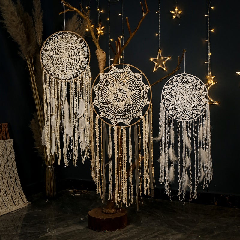Bohemian Style Large Wall-Mounted Dream Catcher Hand-Woven Feather Interior Decoration Manufacturer - Image 4