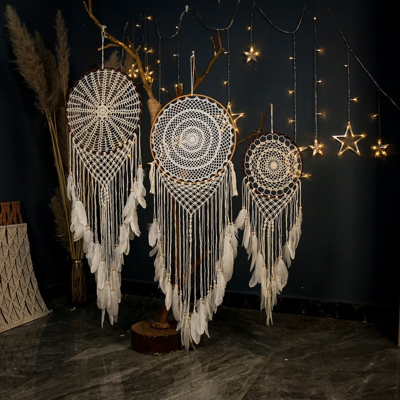 Bohemian Style Large Wall-Mounted Dream Catcher Hand-Woven Feather Interior Decoration Manufacturer - Image 5