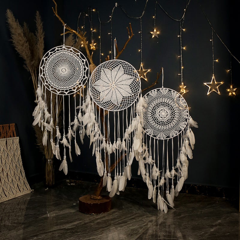 Bohemian Style Large Wall-Mounted Dream Catcher Hand-Woven Feather Interior Decoration Manufacturer - Image 3