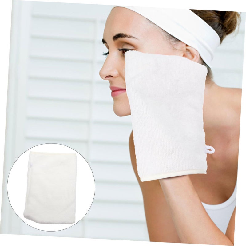 3pcs White Makeup Remover Gloves Exfoliating Face Wash Mitts For Facial Skin Cleansing - Image 4