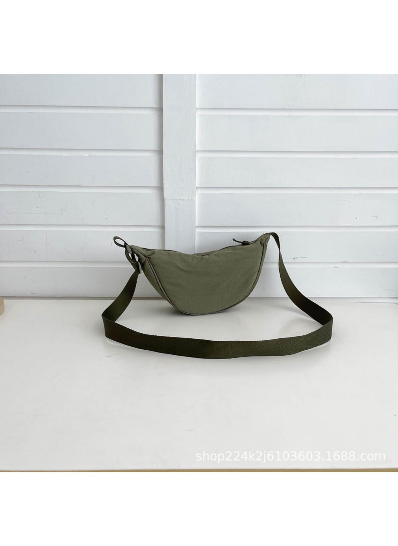 Generic - Fitting Room new dumpling bag fashion messenger bag western style all-match shoulder bag nylon canvas bag lightweight underarm bag Green - Image 1