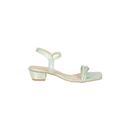 Mochi Women LIGHTGREEN Synthetic Leather Block Heel Fashion Sandal UK/6 EU/39 (33-830) - Image 4