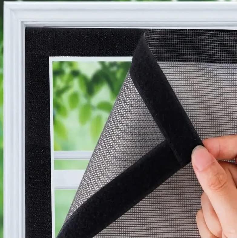 DIVAYANSHI Window Ready to Use 120 GSM Fiberglass Insect Net with Strong Self Adhesive Hook & Loop Tape (150 x 150 cm, Grey) - Image 1