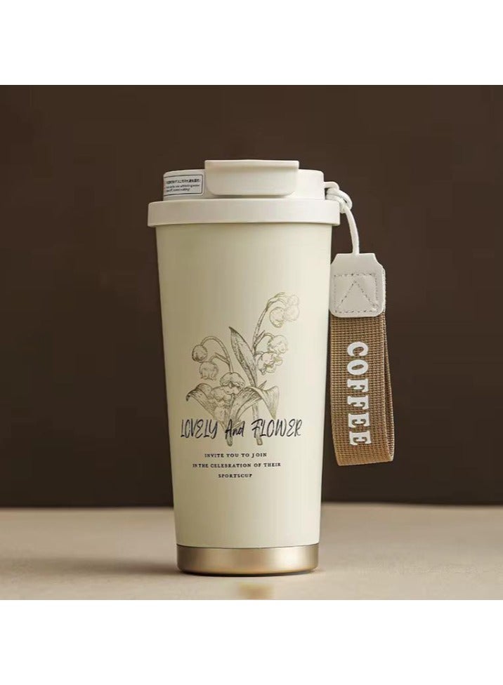 Bisbell Travel Mug Reusable Insulated Coffee Cup Vacuum Insulation Stainless Steel Thermal Coffee Mug With Straw for Hot Cold Drinks,White,BB3540  - Image 1