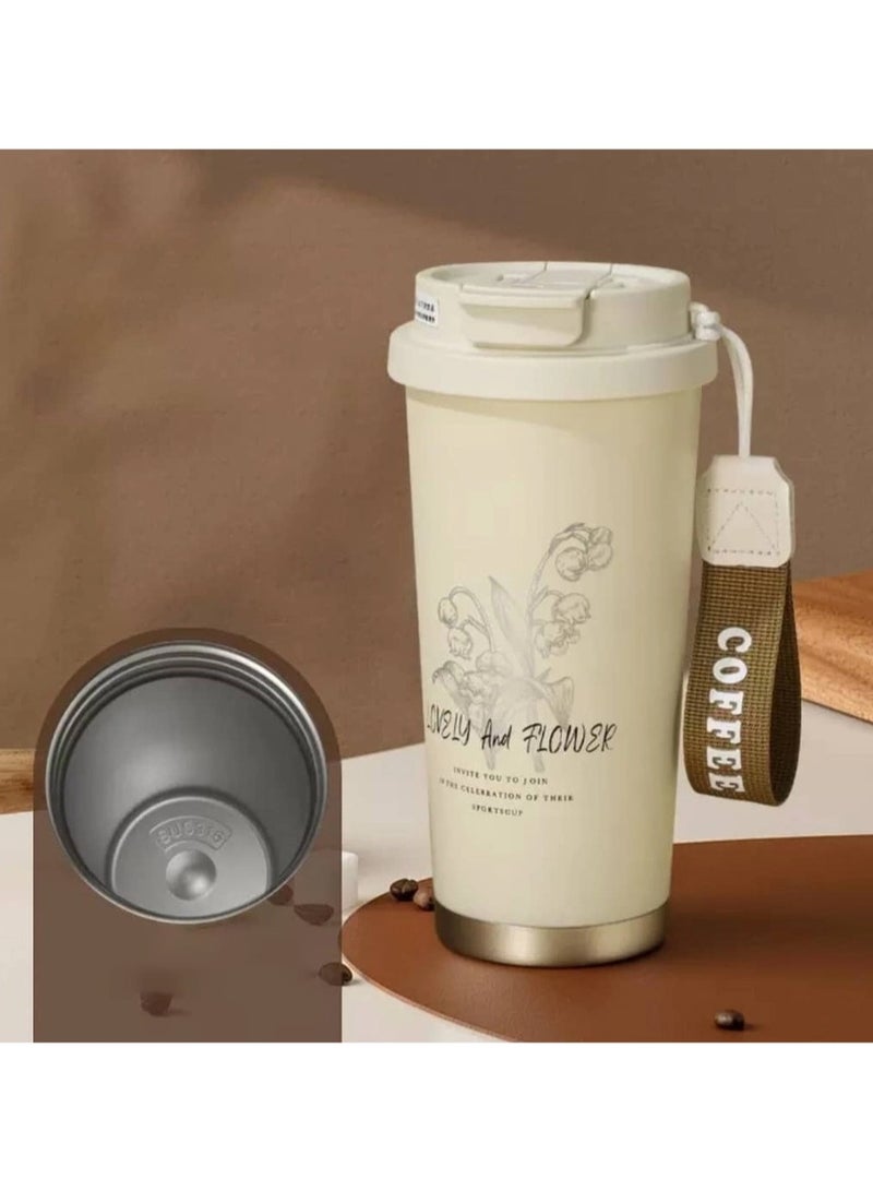 Bisbell Travel Mug Reusable Insulated Coffee Cup Vacuum Insulation Stainless Steel Thermal Coffee Mug With Straw for Hot Cold Drinks,White,BB3540  - Image 3
