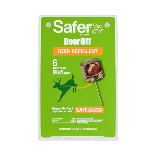 Safer Brand Deer-Off Deer Repellent Stations - 6 Waterproof Repelling Stakes for Gardens and Lawns - All Season Protection - 5962 - 6 Pack - Image 1