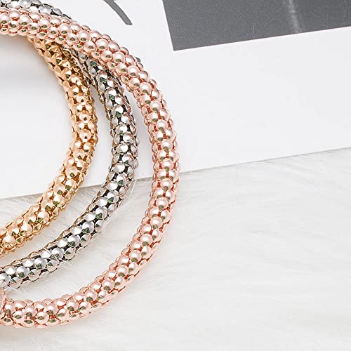 SILANER Crystal Charms Multilayer Bracelets - 3PCS Gold/Silver/Rose Gold Corn Chain Bracelet for Women, Tree of Life Heart Shaped Stretch Bracelet (PAVE CRYSTAL HEART CHARM) - Image 5