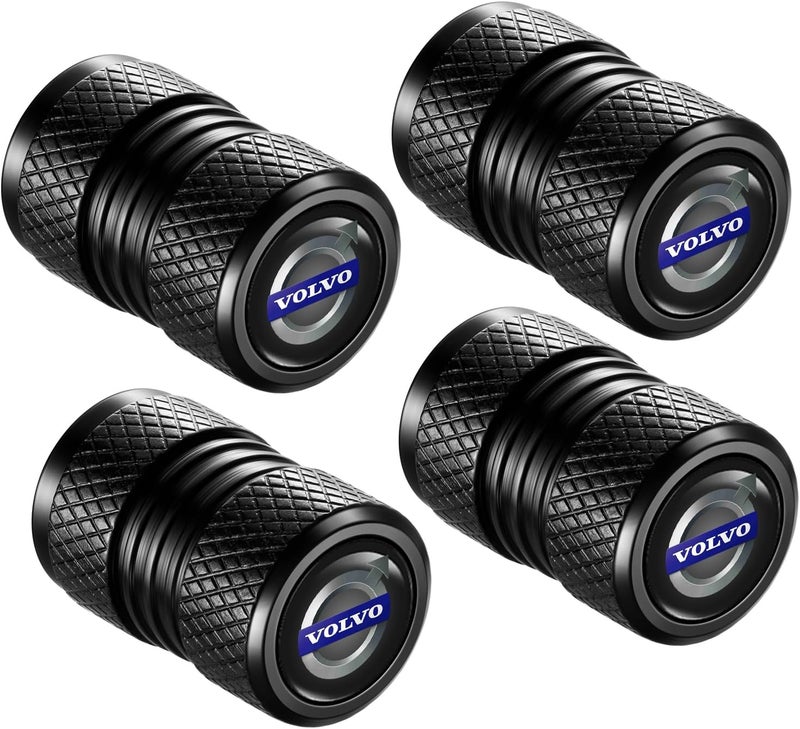 YHEESHIGN Tire Valve Stem Caps, Compatible with Volvo Series Stem Cap Universal Car Air Cover Car Accessories for Cars, SUV, Truck, Motorcycles 4pcs （Black） - Image 2