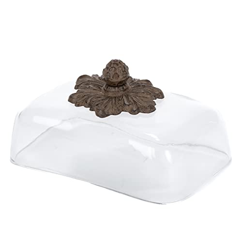 GG Collection Cream Ceramic Butter Dish with Metal Work in Acanthus Leaf Design - Image 4