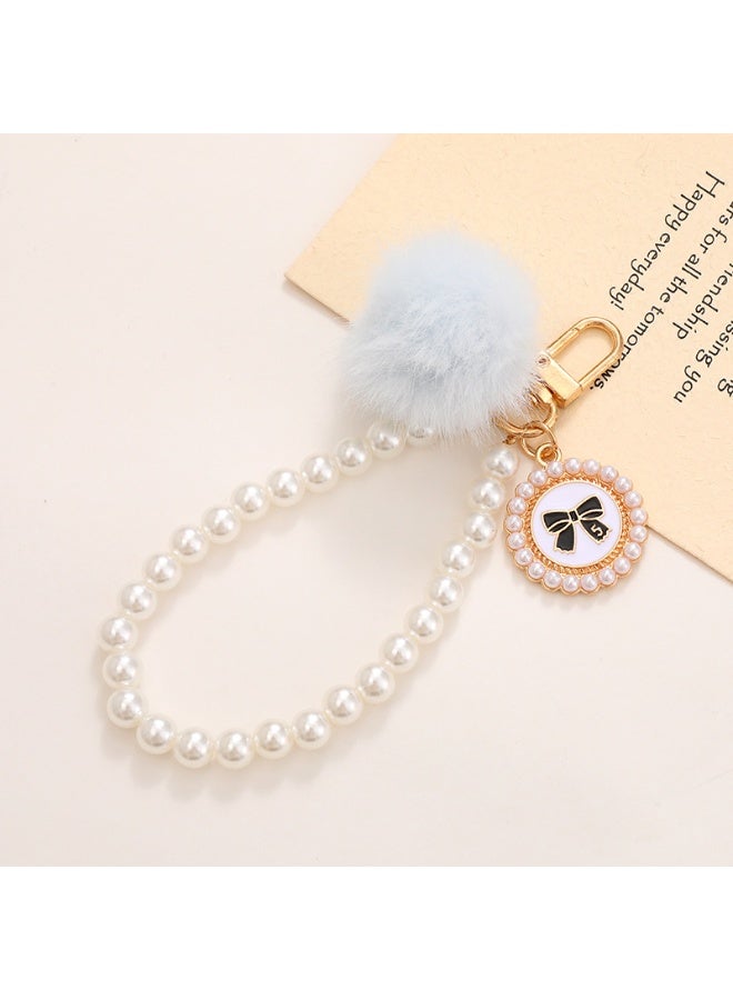 NIBEMINENT Phone Charm/ Chain Strap for Women Girls, Fuzzy Ball Pearls Cell Phone Case Lanyard Wrist Strap