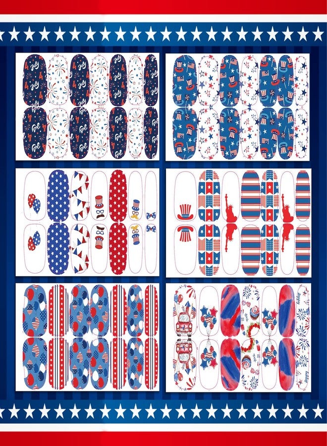 TailaiMei 12 Sheets 4th of July Nail Wraps Stickers, Patriotic Nail Polish Strips Self-Adhesive Full Wraps with 2 pcs Nail Files for Independence Day American Flag DIY Nail Art Design - Image 5