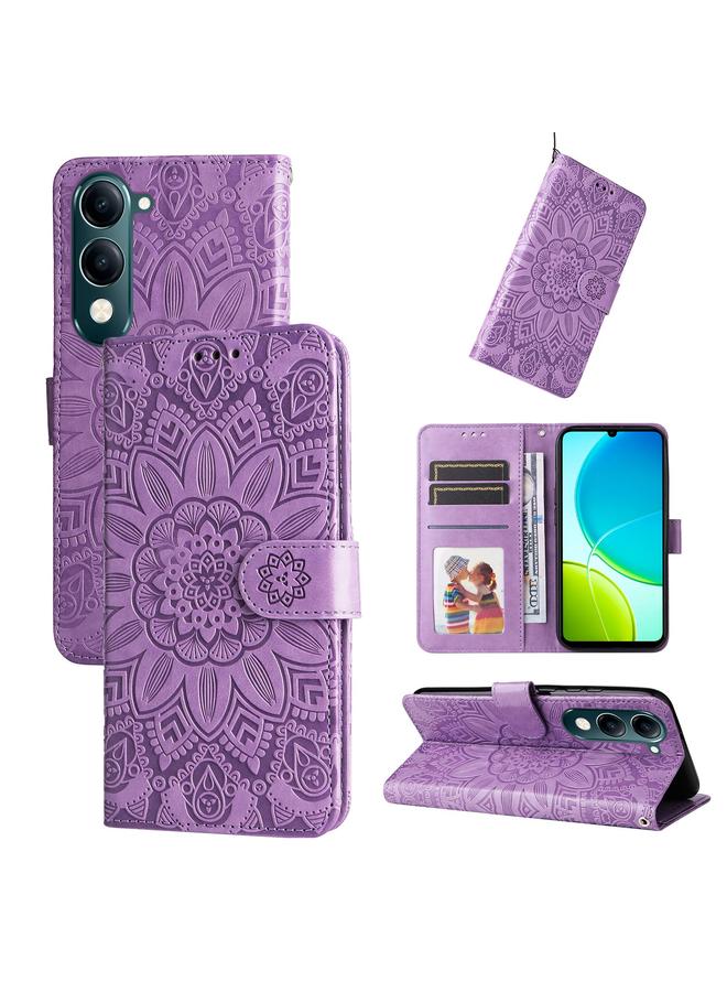 erorex Case For vivo Y29s 5G / Y04 4G Embossed Sunflower Leather Phone Case - Image 1