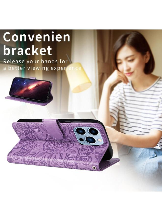 erorex Case For vivo Y29s 5G / Y04 4G Embossed Sunflower Leather Phone Case - Image 4