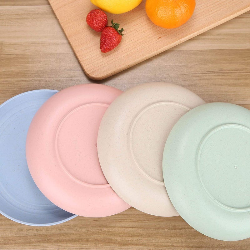 LuckyZone 8.8 Inches Unbreakable Wheat Straw Plates - Reusable Plate Set - Dishwasher & Microwave Safe - Perfect for Dinner Dishes - Healthy  BPA Free & Eco-Friendly (8.8 Inches) - Image 2
