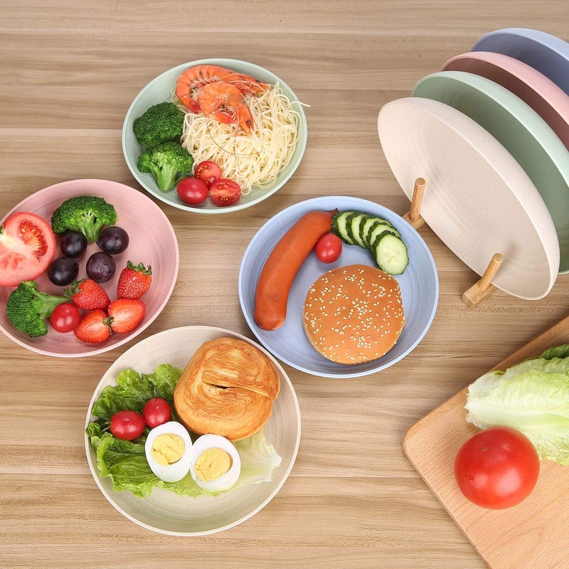 LuckyZone 8.8 Inches Unbreakable Wheat Straw Plates - Reusable Plate Set - Dishwasher & Microwave Safe - Perfect for Dinner Dishes - Healthy  BPA Free & Eco-Friendly (8.8 Inches) - Image 4
