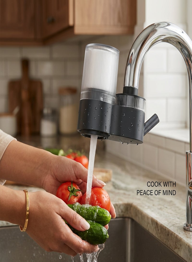 Nawāzīl 5-Stage Ceramic Faucet Water Filter, Tap Purifier for Kitchen Sink – Remove 99% Chlorine & Rust. Visible Core, Easy Clean ABS Casing (23.9cm/9.4in) - Image 1