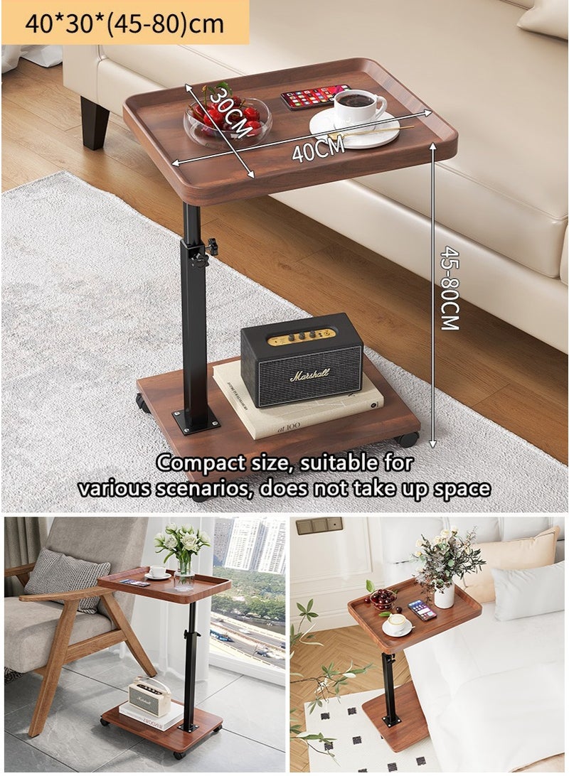 TAPIT Height Adjustable Coffee Table, Movable End Table with Wheels, Sofa and Bed Side Table for Living Room, Bedroom; Rolling Tray Desk for Coffee Corner, TV and Small Space (Brown - B) - Image 3