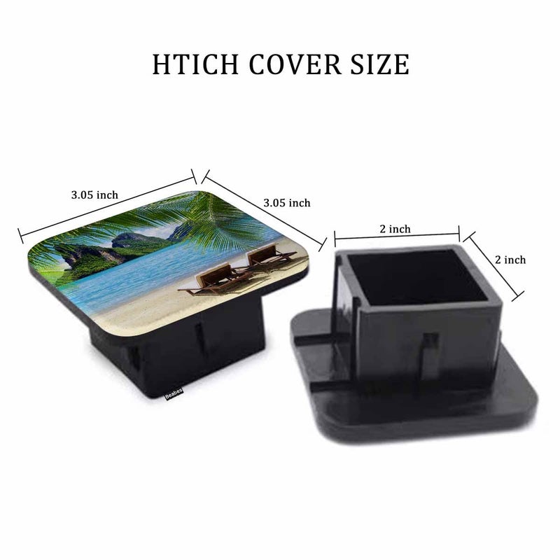 Beabes Sandy Beach Hitch Covers for Trucks Tropical Ocean Sea Chairs Mountain Rocks Palms Trailer Hitch Cover  2 Inch Tow Receiver Tube Plug Cap  Trailer Hitch Cover Compatible for Cars Pickups - Image 2