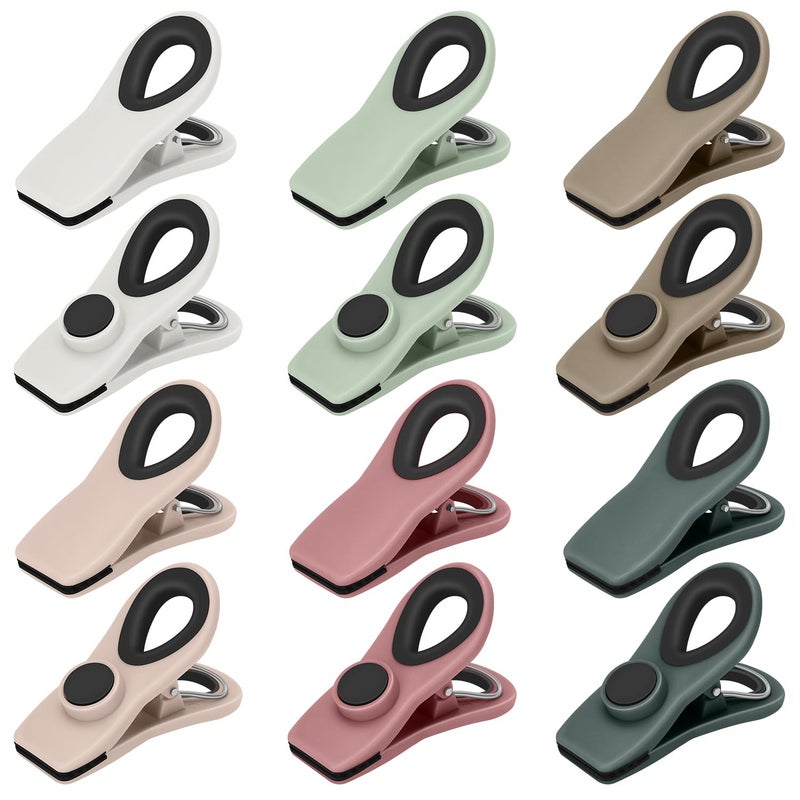 TACGEA Chip Clips, Magnetic Bag Clips with Air Tight Seal for Food Storage, 12 Pieces, Neutral Color - Image 1