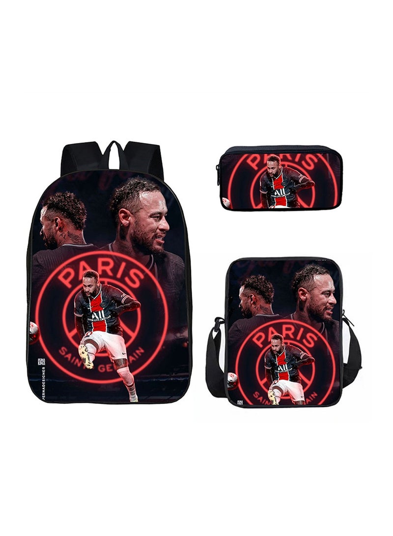 Neymar  Children Backpack Daypack Schoolbag Teen Boys School Book bag with Lunch Box Pen Case 3 in 1