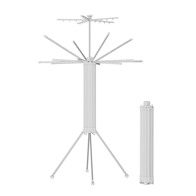 JOOM 4 Legs Double Layer Clothes Drying Rack, Garment Rack Portable and Foldable Space Saving Laundry Drying Rack - Drying Rack Clothing Floor Folding Balcony Bedroom Household Aluminum - Image 1