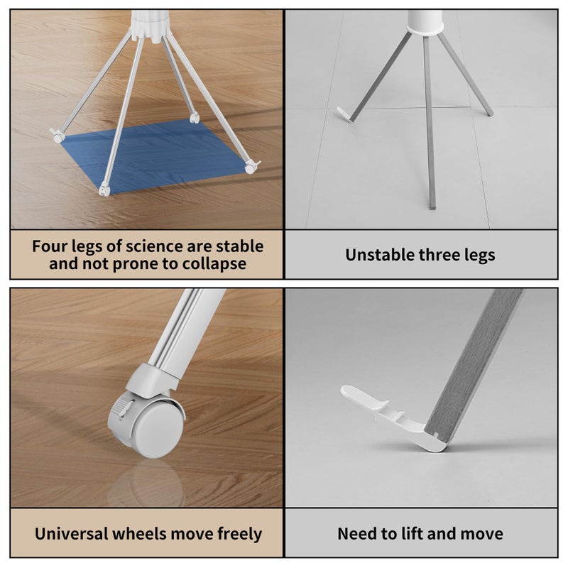 JOOM 4 Legs Double Layer Clothes Drying Rack, Garment Rack Portable and Foldable Space Saving Laundry Drying Rack - Drying Rack Clothing Floor Folding Balcony Bedroom Household Aluminum - Image 5