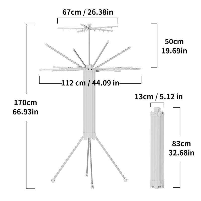 JOOM 4 Legs Double Layer Clothes Drying Rack, Garment Rack Portable and Foldable Space Saving Laundry Drying Rack - Drying Rack Clothing Floor Folding Balcony Bedroom Household Aluminum - Image 4