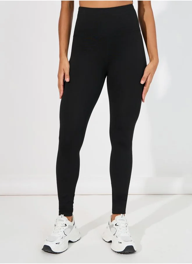 Styli Mesh & Stripe Ankle Detail Leggings