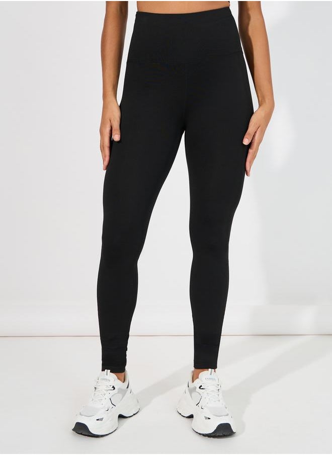 Styli Mesh & Stripe Ankle Detail Leggings  - Image 2