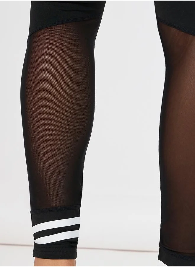 Styli Mesh & Stripe Ankle Detail Leggings