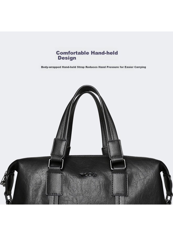 Cow Men's Briefcase Handbag Horizontal Business Casual Bag Men's Bag Laptop Bag C-9888 Black 14 Inch - Image 3