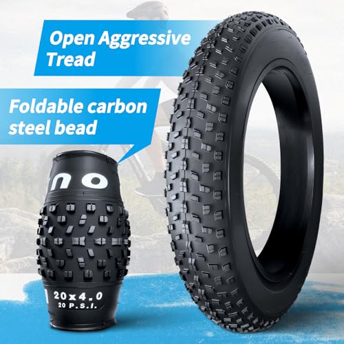 OUXI 20x4.0 Fat Tire Tube, Puncture Resistant Folding MTB Replacement Tire, 20x4.0 Fat Tyre for MTB and Ebikes, All-Terrain Directional Tread Bicycle Tires and Tubes - Image 5