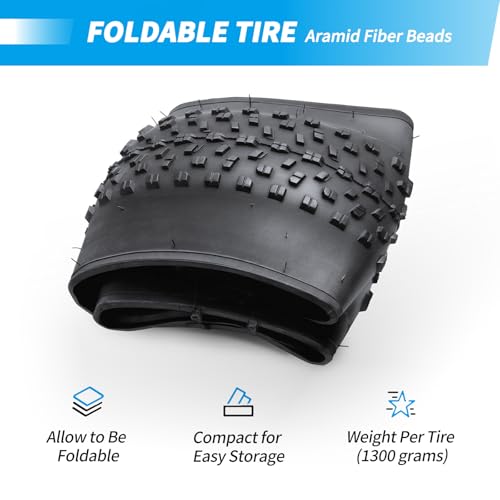 OUXI 20x4.0 Fat Tire Tube, Puncture Resistant Folding MTB Replacement Tire, 20x4.0 Fat Tyre for MTB and Ebikes, All-Terrain Directional Tread Bicycle Tires and Tubes - Image 4