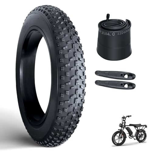 OUXI 20x4.0 Fat Tire Tube, Puncture Resistant Folding MTB Replacement Tire, 20x4.0 Fat Tyre for MTB and Ebikes, All-Terrain Directional Tread Bicycle Tires and Tubes - Image 1