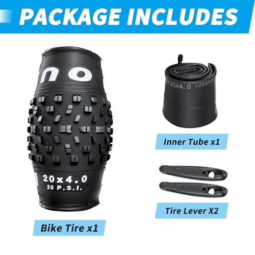 OUXI 20x4.0 Fat Tire Tube, Puncture Resistant Folding MTB Replacement Tire, 20x4.0 Fat Tyre for MTB and Ebikes, All-Terrain Directional Tread Bicycle Tires and Tubes - Image 3