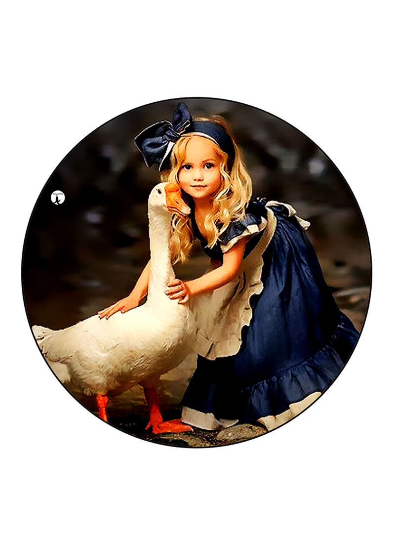 RKN Girl Printed Mouse Pad  Round  Multicolour