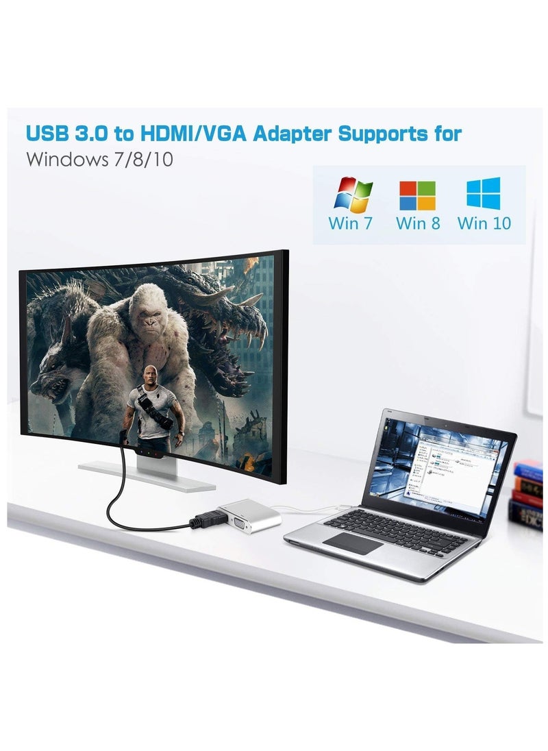 Generic - USB 3 to HDMI VGA Adapter Cable HD 1080P for PC Laptop Windows 7-8-10 Support Mac OS High Sierra Linux Chrome Black - Image 1
