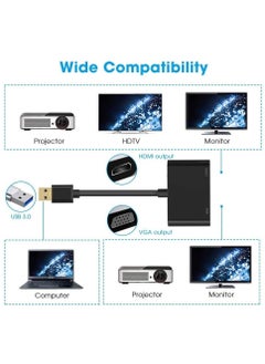 ماركة غير محددة محول USB 3 الى HDMI VGA كيبل HD 1080P لاجهزة الكمبيوتر واللابتوب ويندوز 7-8-10 يدعم Mac OS هاي سييرا لا لينكس وكروم أسود  - Image 5