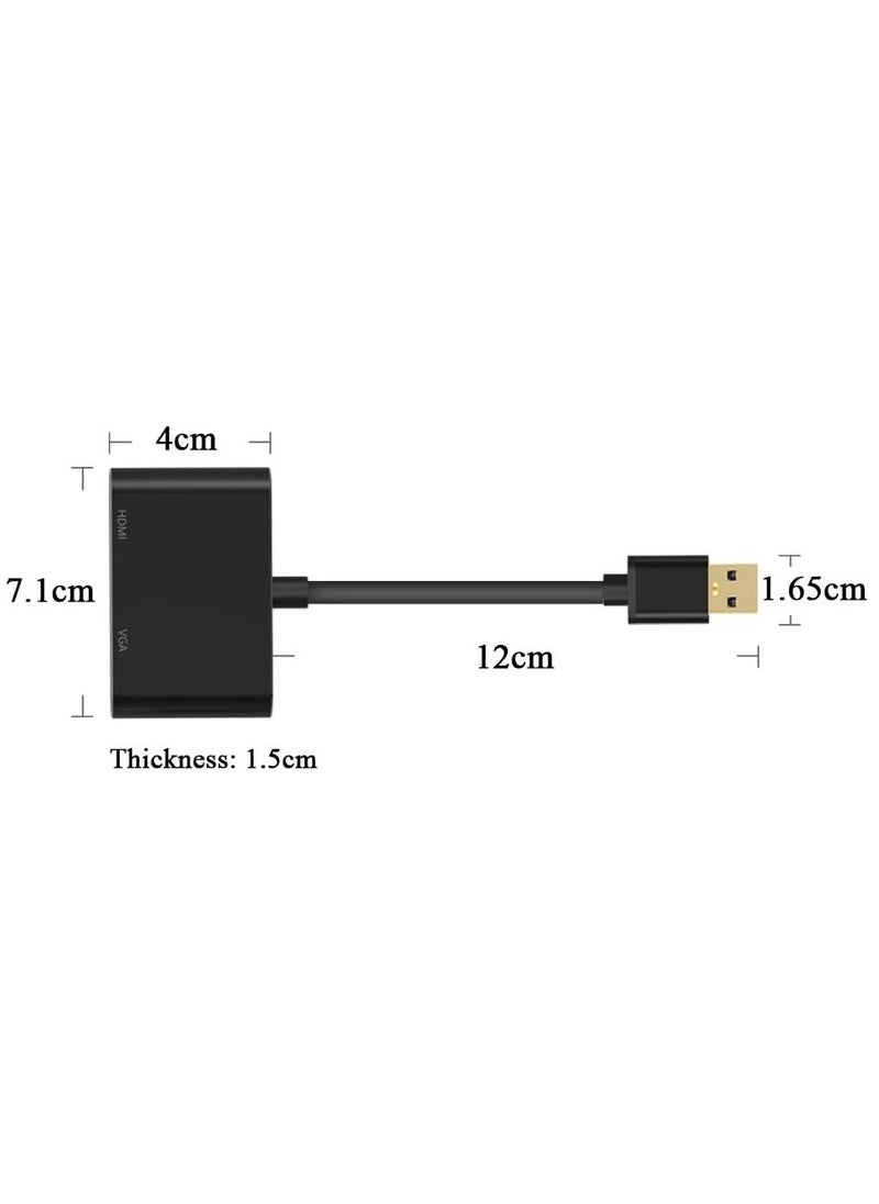 Generic - USB 3 to HDMI VGA Adapter Cable HD 1080P for PC Laptop Windows 7-8-10 Support Mac OS High Sierra Linux Chrome Black - Image 1