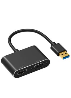 ماركة غير محددة محول USB 3 الى HDMI VGA كيبل HD 1080P لاجهزة الكمبيوتر واللابتوب ويندوز 7-8-10 يدعم Mac OS هاي سييرا لا لينكس وكروم أسود  - Image 1