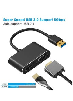 ماركة غير محددة محول USB 3 الى HDMI VGA كيبل HD 1080P لاجهزة الكمبيوتر واللابتوب ويندوز 7-8-10 يدعم Mac OS هاي سييرا لا لينكس وكروم أسود  - Image 2
