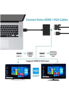 ماركة غير محددة محول USB 3 الى HDMI VGA كيبل HD 1080P لاجهزة الكمبيوتر واللابتوب ويندوز 7-8-10 يدعم Mac OS هاي سييرا لا لينكس وكروم أسود  - Image 3