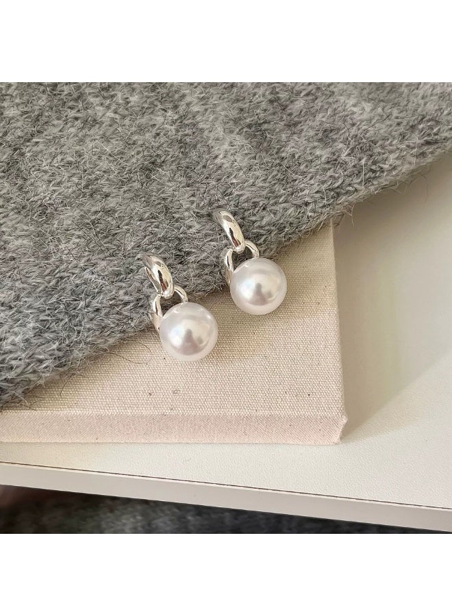 Goolsky أقراط لؤلؤة متدلية للنساء - أقراط أنيقة بسيطة، مجوهرات فاخرة متعددة الاستخدامات، لؤلؤ صناعي/مياه عذبة، دبابيس فضة S925، ملابس المكتب/الزفاف/عيد - Image 5