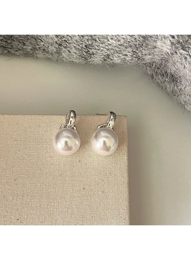 Goolsky أقراط لؤلؤة متدلية للنساء - أقراط أنيقة بسيطة، مجوهرات فاخرة متعددة الاستخدامات، لؤلؤ صناعي/مياه عذبة، دبابيس فضة S925، ملابس المكتب/الزفاف/عيد - Image 2