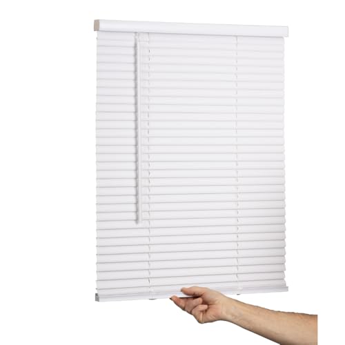 Lotus & Windoware LOTUS  WINDOWARE Cordless Mini Blind 1 Vinyl Slats 20 Wide x 48 Long  White Window Blinds for Home and Office Interior Door Blinds  Light Filtering 