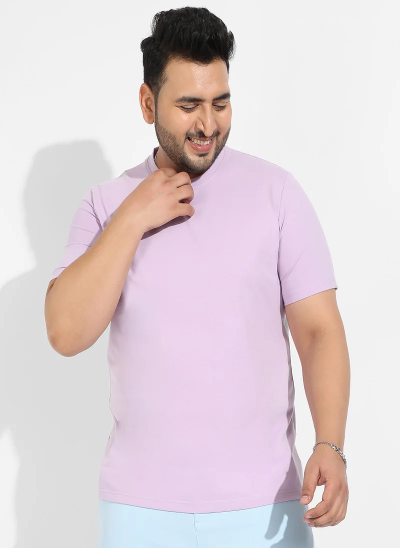 انستافاب بلس تيشيرت رجالي أساسي بلون ليلكي بقصة عادية من إنستافاب بلس