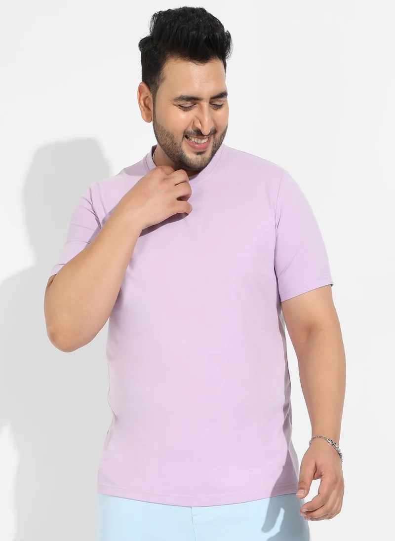 انستافاب بلس تيشيرت رجالي أساسي بلون ليلكي بقصة عادية من إنستافاب بلس